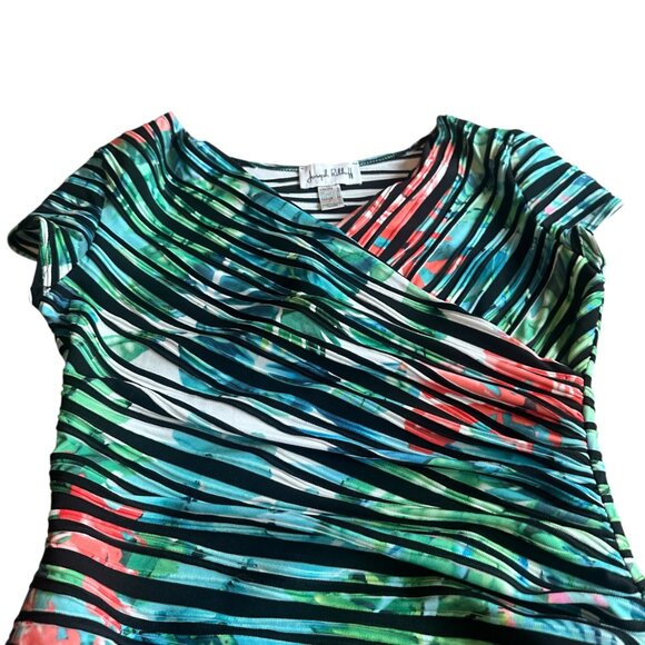 Joseph Ribkoff Bodycon Sheath Dress Short Sleeve Tropical Floral Stretch Size 8 - Picture 2 of 10